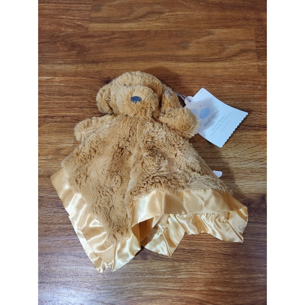 Cloud Island Brown Plush Satin Stuffed Dog Lovey Security Blanket 14"X14" NWT‎